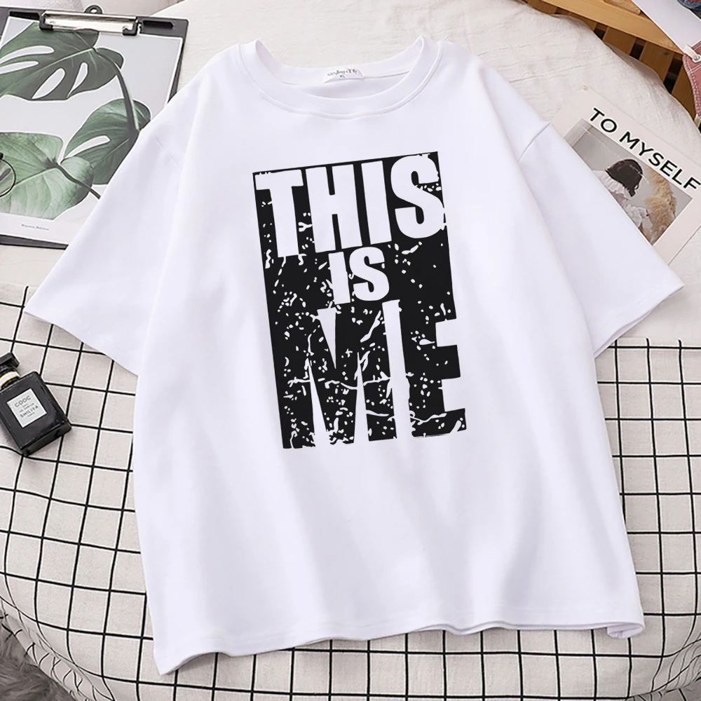 

Футболка мужская с надписью THIS IS ME, Повседневная Свободная футболка с коротким рукавом, лето 2021