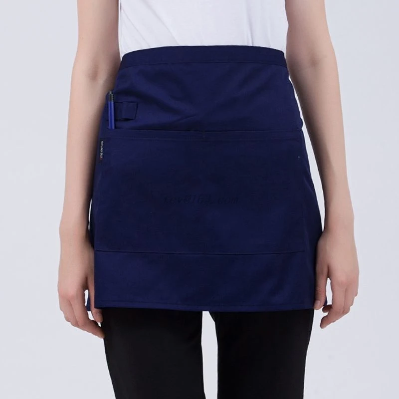 

Men Women Kitchen Restaurant Waist Apron Solid Color Half Short Apron Adjusted With Pockets Pen Loops for Server Waiter Waitress