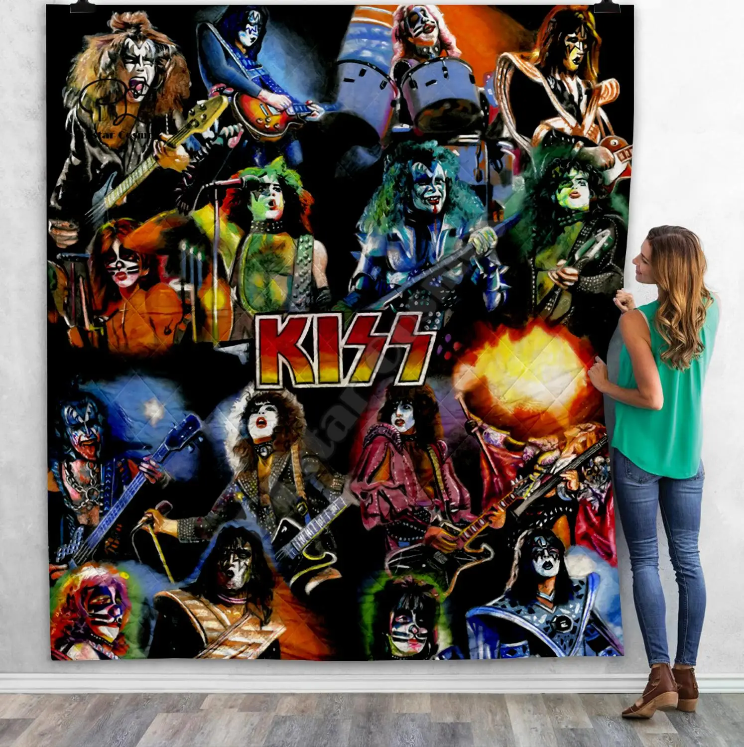 KISS Rock &amp Roll All Nite Party 3D Quilt Blanket For Kids Adult Bedding Throw Soft Warm Thin With Cotton style-3 | Дом и сад