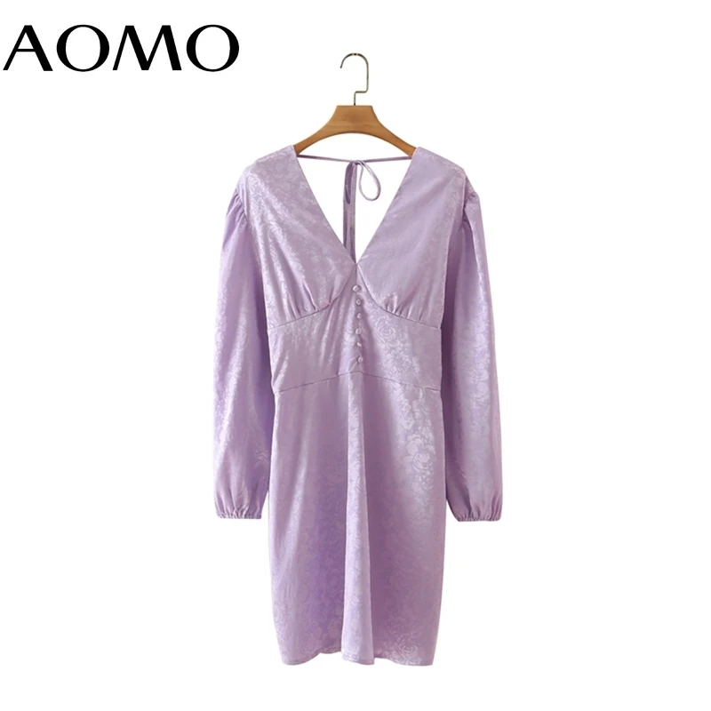 

Женское атласное платье с открытой спиной, длинным рукавом и бантом