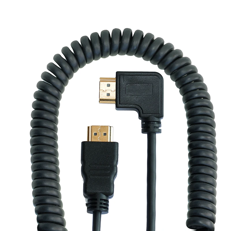 

1,3 М Угловой пружинный спиральный тип HDMI-совместимый кабель штекер прямоугольный для монитора проектора BD Player TV LCD ноутбука PS3