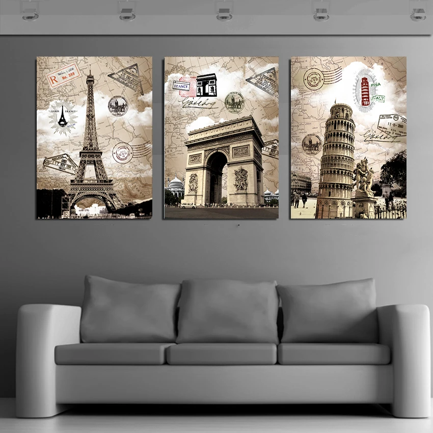 3 шт./компл. художественные картины прогулки по улице Декор больше стилей на стене