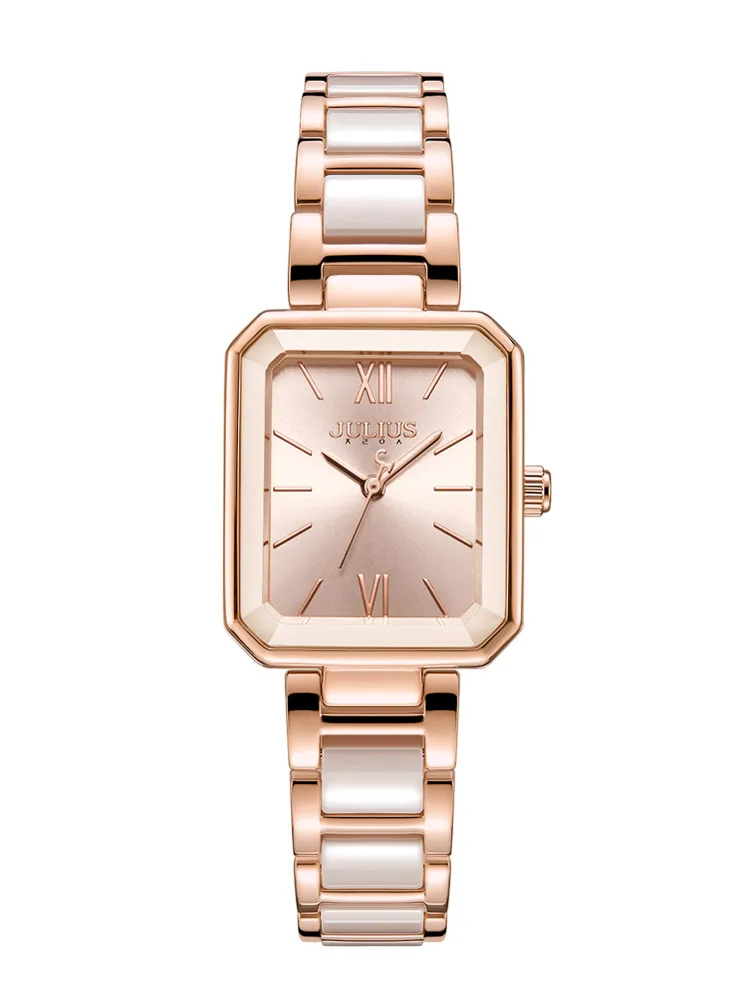 

Julius Women's Watch Metal Bracelet Fashion Dress Japan Quartz Ladies Wrist Female Clock Elegant Rectangle Rhinestones Clock Box