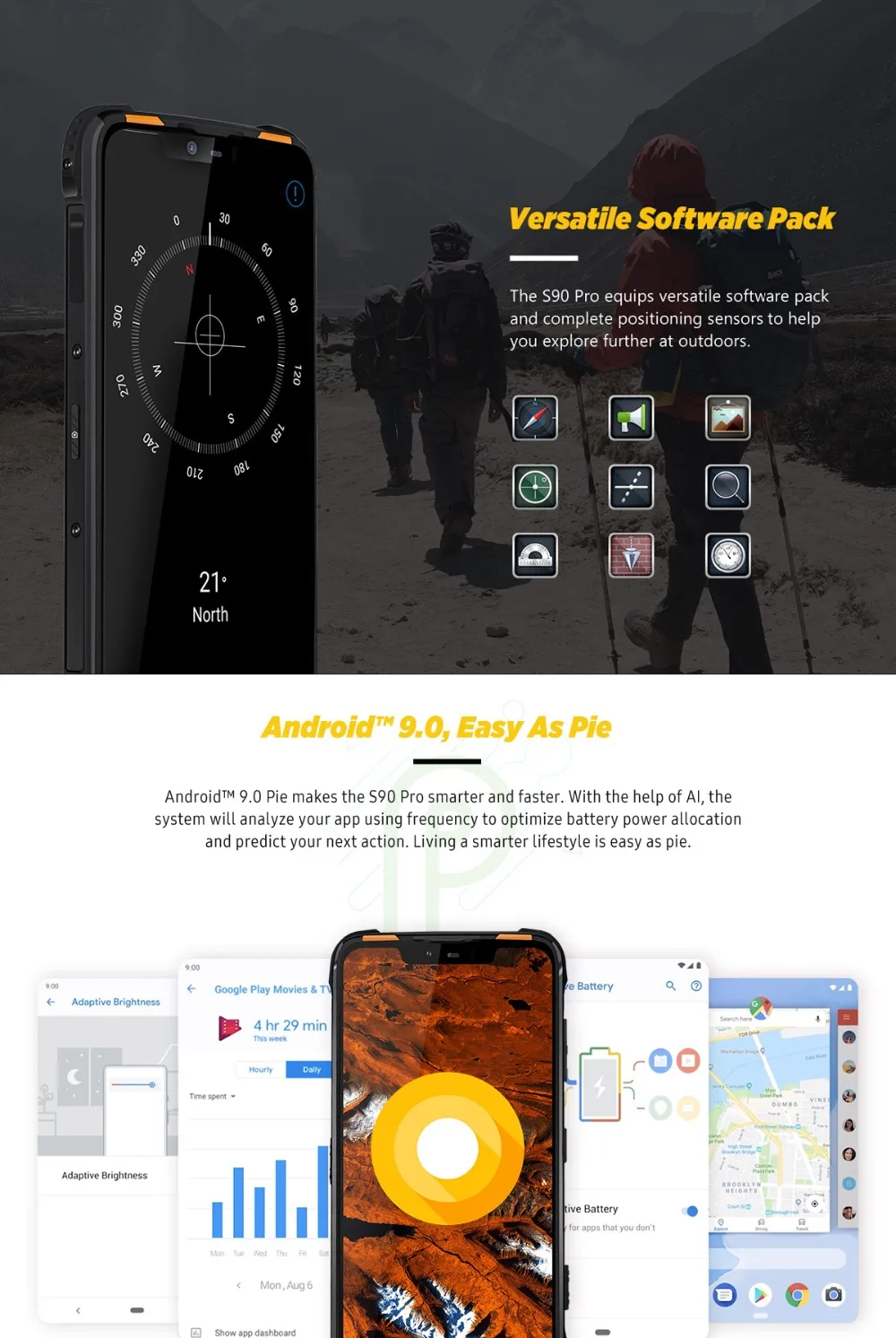 DOOGEE S90 pro 6GB 128GB мобильный телефон IP69K водонепроницаемый PTT SOS 5050mAh 6,18 ''MT6771 Восьмиядерный 16MP NFC 4G смартфон