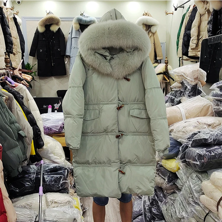 Высококачественное Женское пальто на утином пуху 2021 с капюшоном из лисьего меха