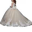 Платья для девочек с кружевными цветами, Primera Comunion, свадебное платье для маленькой невесты, детское бальное платье с длинным рукавом, пышное платье для девочек