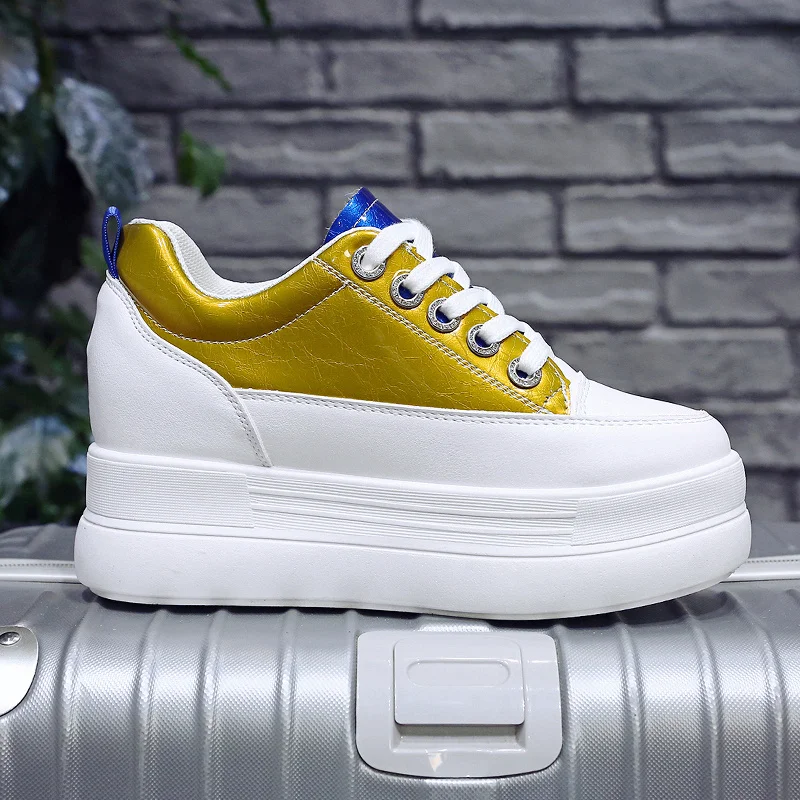 

8.5cm Women Chunky Sneakers 2020 Fashion Platform Sneakers Ladies Brand Wedges Casual Shoes Woman Leather Sports Dad Shoes m34