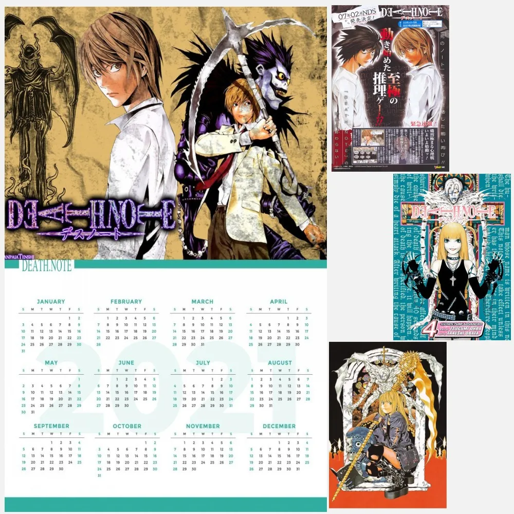 

Japanese anime DEATH NOTE Coated paper 2021 Calendar posters Cafe Creative wallpaper Interior Decoration Classic Anime Series