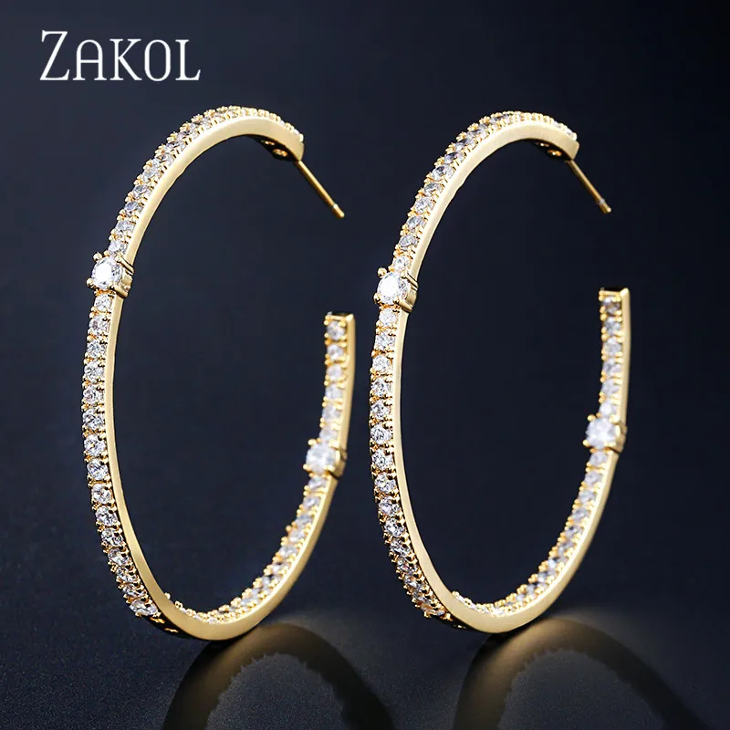 Модные серьги ZAKOL AAA в виде багета с фианитом женские модные круглые свадебные