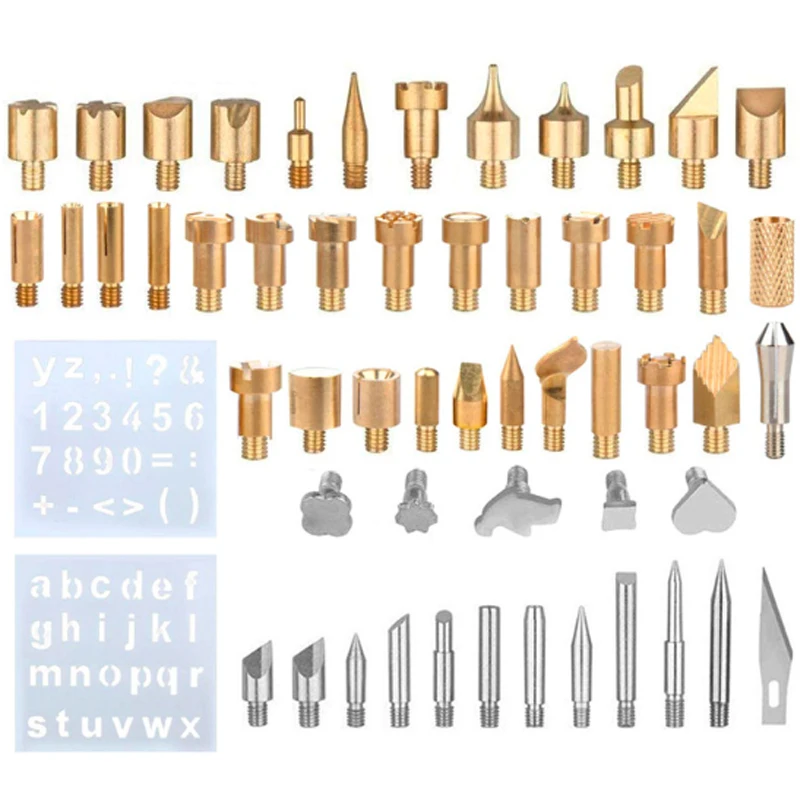 57 шт./компл. дерево тиснение горящая ручка наконечник трафарет паяльник