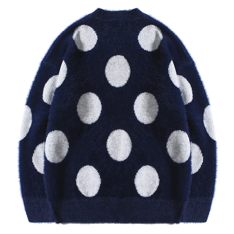 Mirecoo крупный горох свитер пуловер хип хоп Уличная ретро с круглым вырезом Harajuku