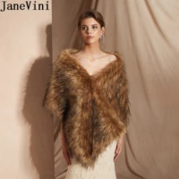 janevini etole winter faux fur wrap bolero de fiesta women bridal shawl fur wedding cape brown coffee shrug stoles party boleros