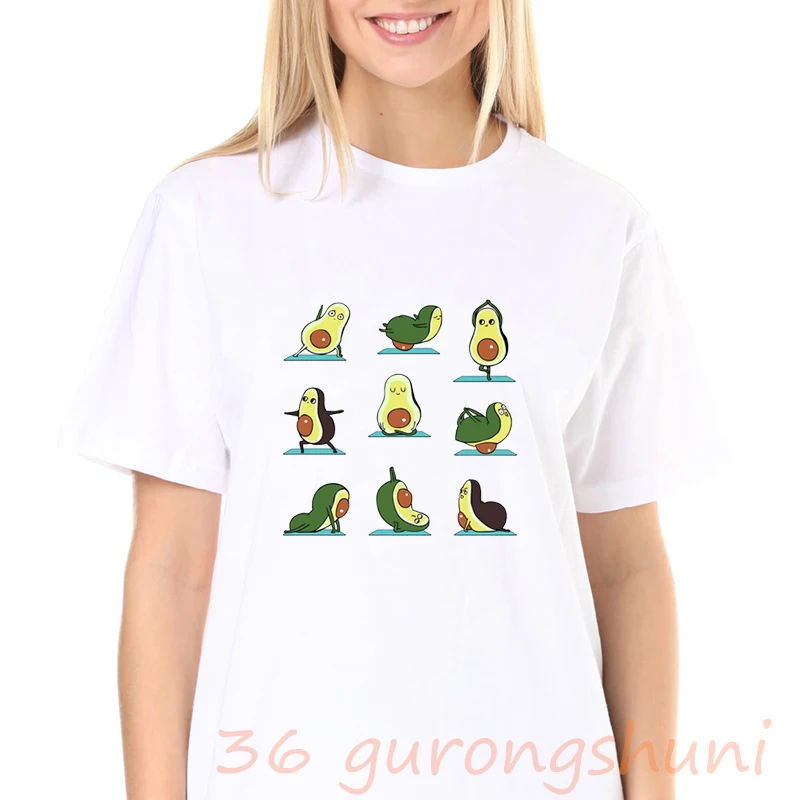 

Vogue Cartoon Print Tshirt New Avocado TShirt Vegan T Shirt Women Harajuku Kawaii Short Sleeve T-shirt Fashion Top Tees Female