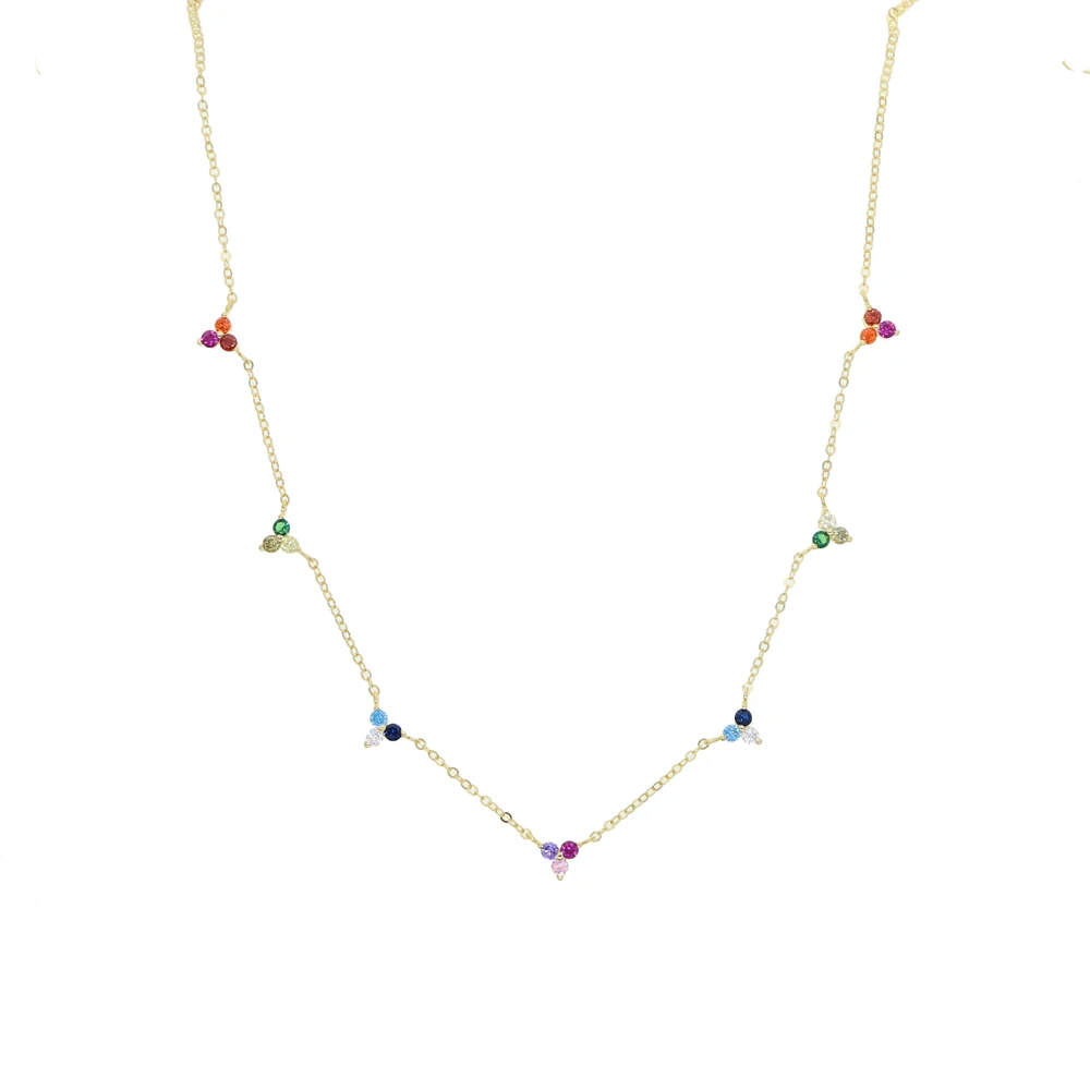 Ожерелье из стерлингового серебра 925 пробы с треугольным кулоном CZ мини-круглые