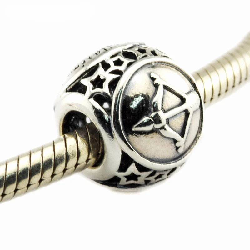 Шарм-бусина со звездами Стрелец для изготовления ювелирных изделий из серебра 925