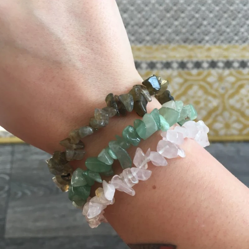 Charm Natural Stone Bracelet Boho Irregular Bracelets Women Girls Stretch Rope Crystal Gravel Wristband Party Wedding Jewelry | Украшения и