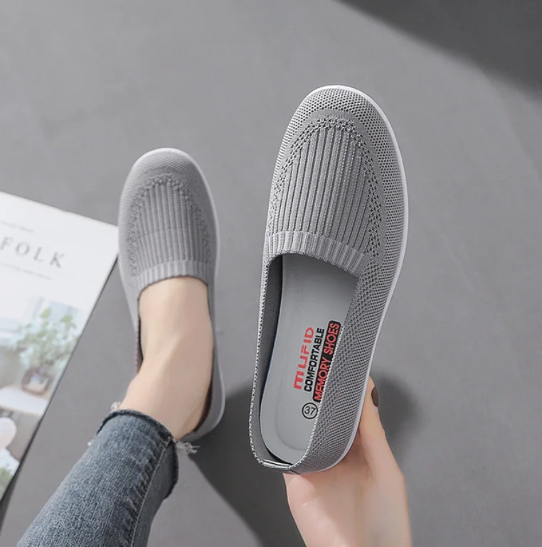 

Women Outdoor Sweet Flats Shoes Breathable Mesh Sneakers Shoes For Female Slip-on Fashion Ladies Walking Shoes