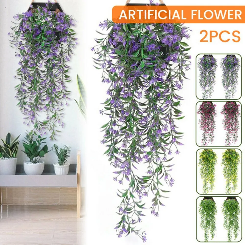 

2pcs Artificial Ivy Flower Vine 78 Cm Long Wall-mounted Simulation Plant Rattan Home Wall Trailing Basket Indoor Ceiling Decor