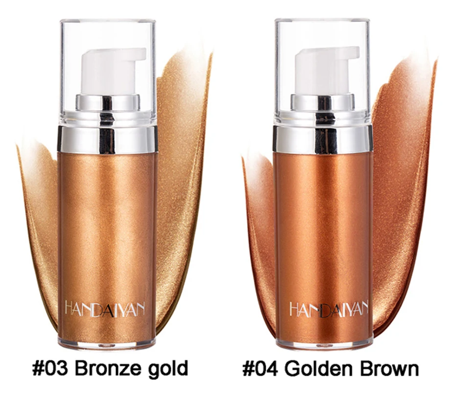 HANDAIYAN Shimmer Body Highlighter Cream Face Illuminator Makeup Liquid Bronzer Brighten Highlighter Metallic Rose Gold Cosmetic