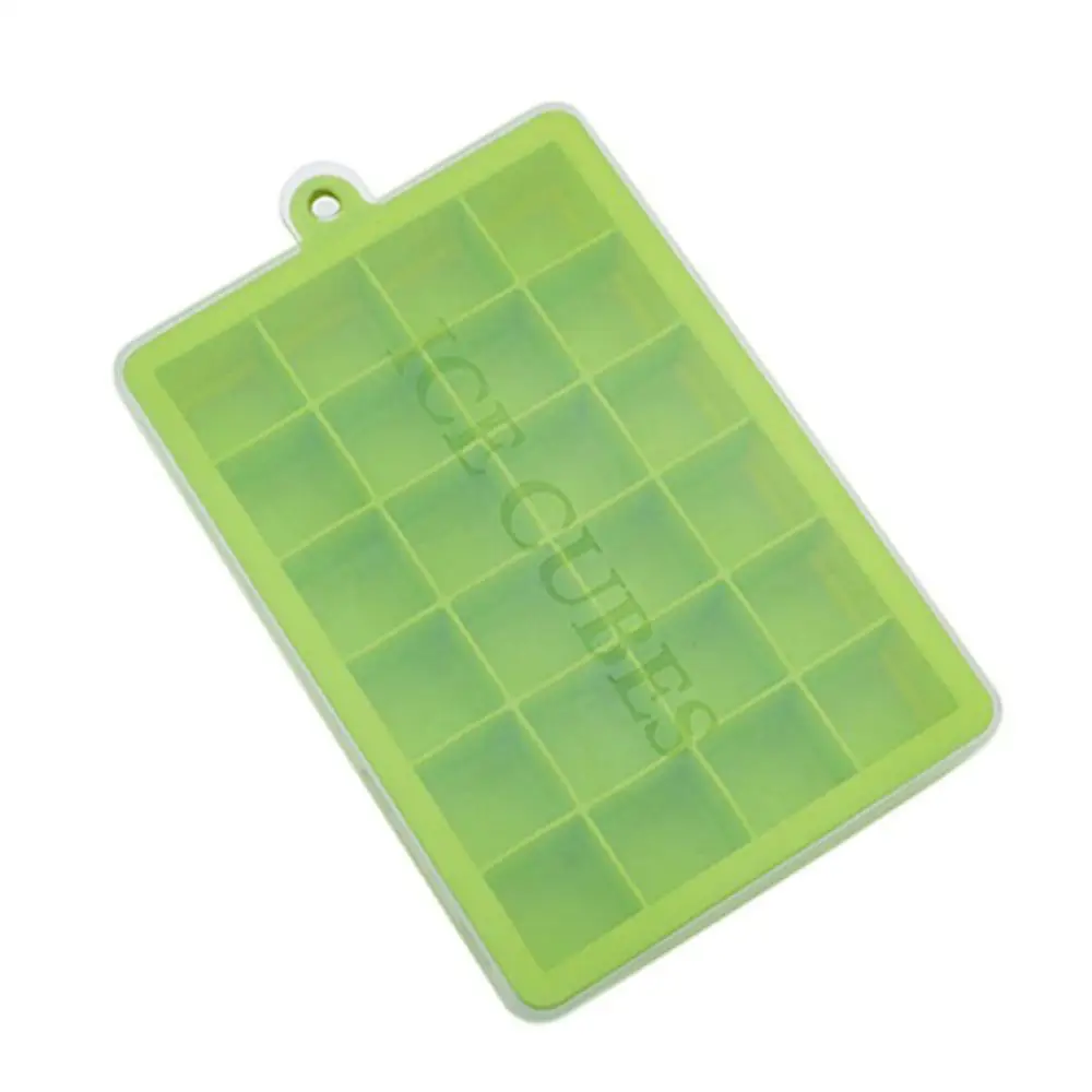 24-Grid Green 15/24 сетка силиконовая форма для льда лоток с крышкой, нескользящий лед Tong, льда производитель кубиков фруктового льда, аксессуары для кухни с барной стойкой - Цвет: 24-Grid Green