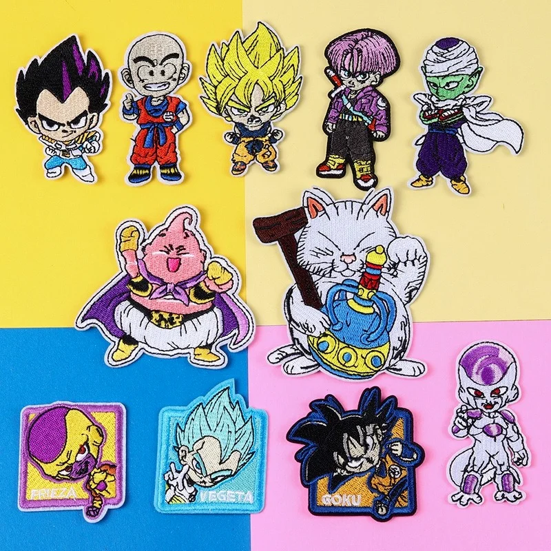 Dragon Ball Z нашивками детские штаны с вышивкой и рисунком одежда наклейки аниме