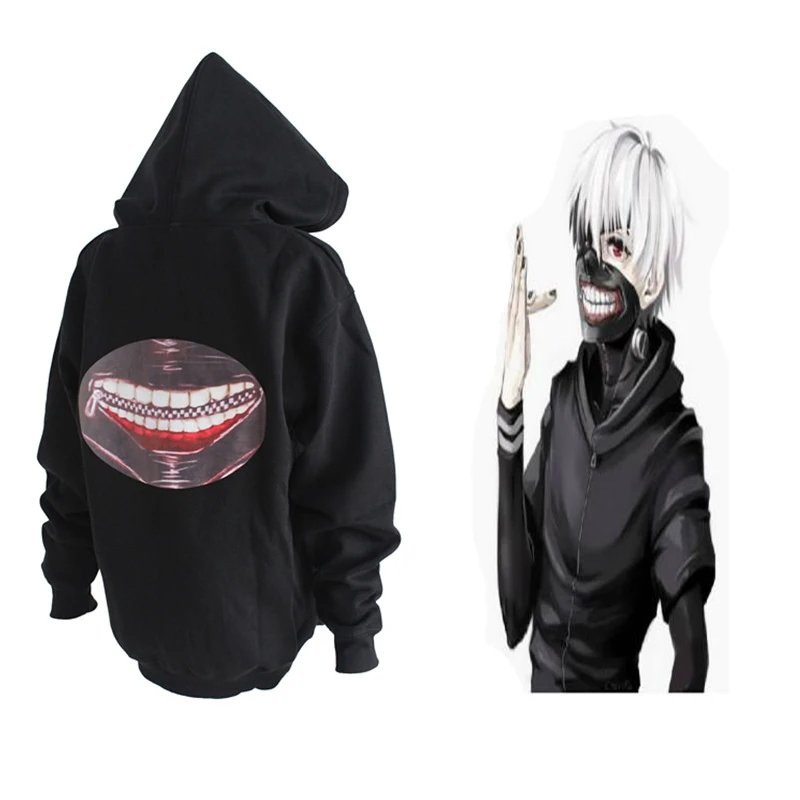 Аниме Токийский Гуль косплей костюмы Kaneki Ken костюм Черная Толстовка Хэллоуин