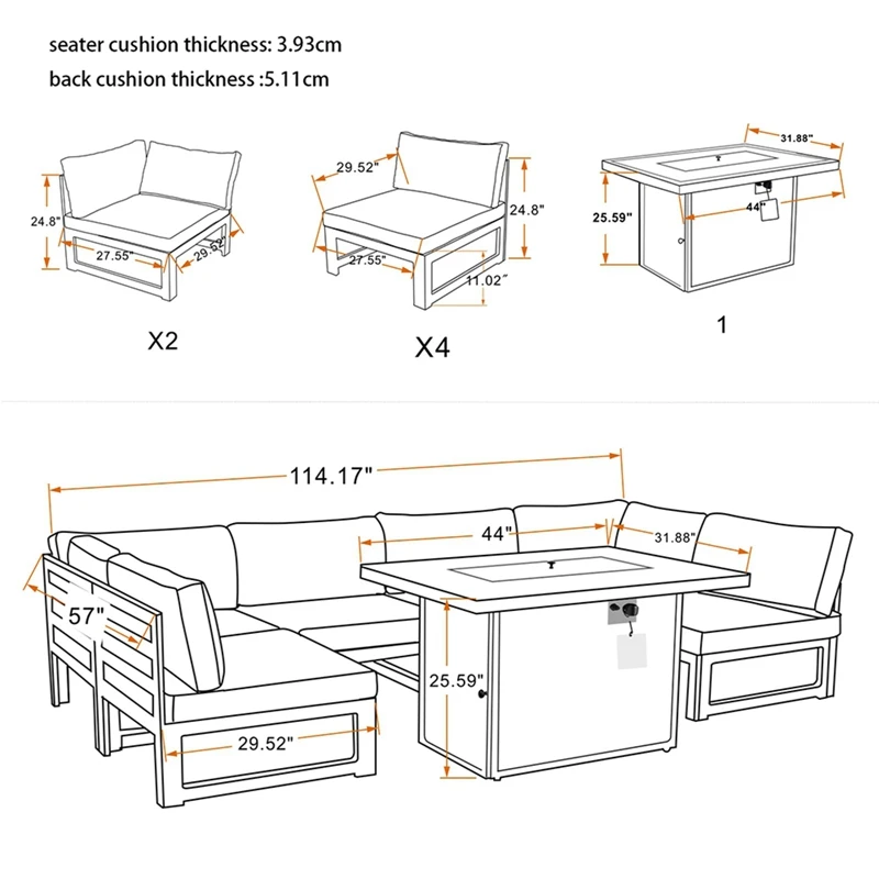 

High Quality Rattan Outdoor Furniture 6 Pieces Sofa Set