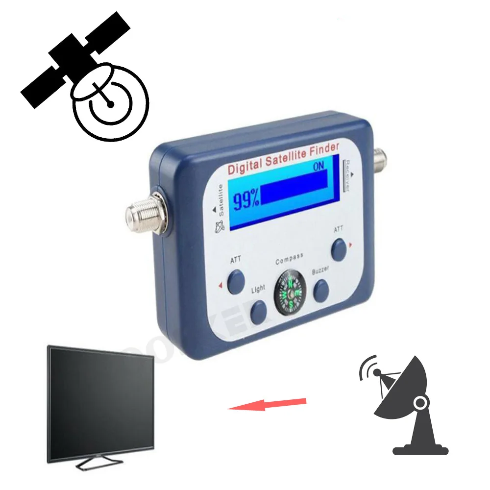 digital satellite finder satlink tester meter tv signal receiver sat finder with compass and lcd display fta dvb s2 t2 free global shipping