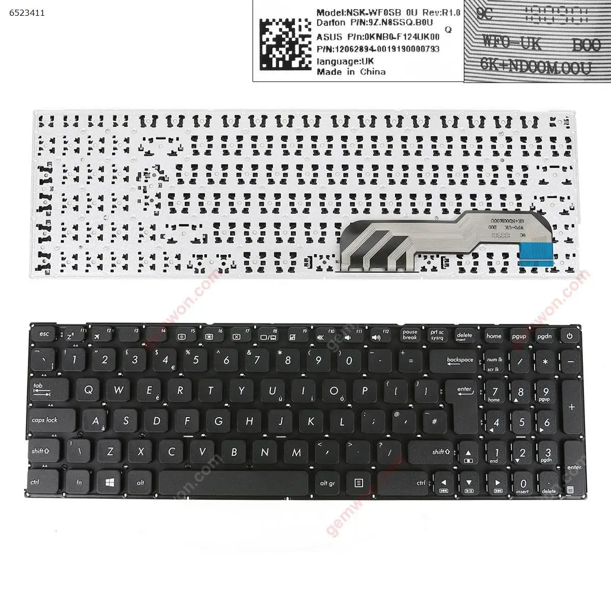 

UK New Keyboard for ASUS X541N X541NA X541NC X541S X541SA X541SC X541UJ X541UV X541UVK / Black