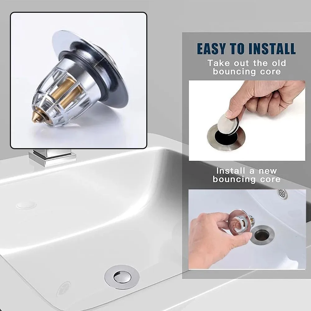 

Universal Sealed Pop-up Drain Filter Bathroom Sink Stopper Kitchen Tools 33.5mm Bounce Core Basin Drain Filter