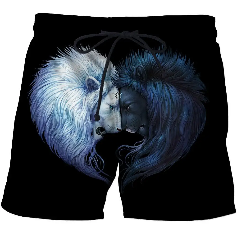 Мужские летние пляжные шорты для серфинга с 3D-принтом льва | Мужская одежда