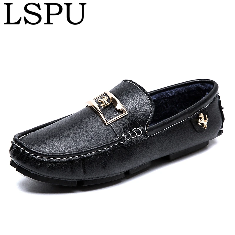 

New Arrivals Winter Add Plush Men Loafers Slip On Comfortable Keep Warm Casual Men's Driving Shoes Moccasin Flats Big Size 38-48