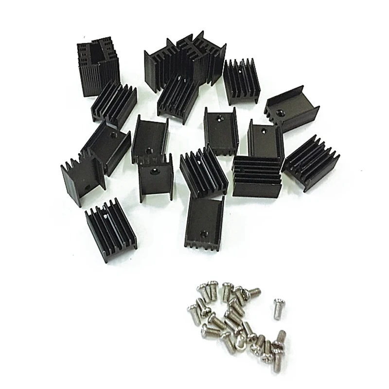 10 шт. 21x15x11 мм черный алюминиевый радиатор для транзисторов TO 220 Mosfet|Кулеры и
