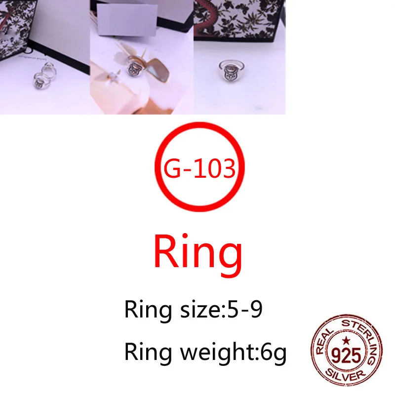 

G103 S925 sterling silver new brand 1:1 trend couple ring cat head personality fashion style simple gift for couples hot sale