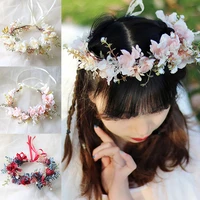 bohemian flower crowns beach hawaii floral garland romantic faux rose wedding wreaths new flower headband