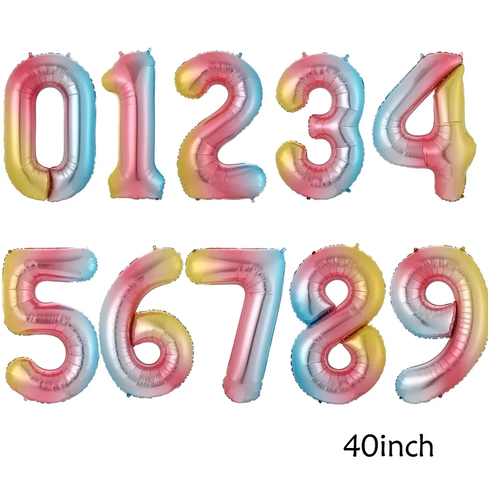 9pcs/lot Mermaid theme Birthday Party Decoration kids pink purple confetti Balloons 40inch Number Balloon For girl mermaid tail | Дом и сад