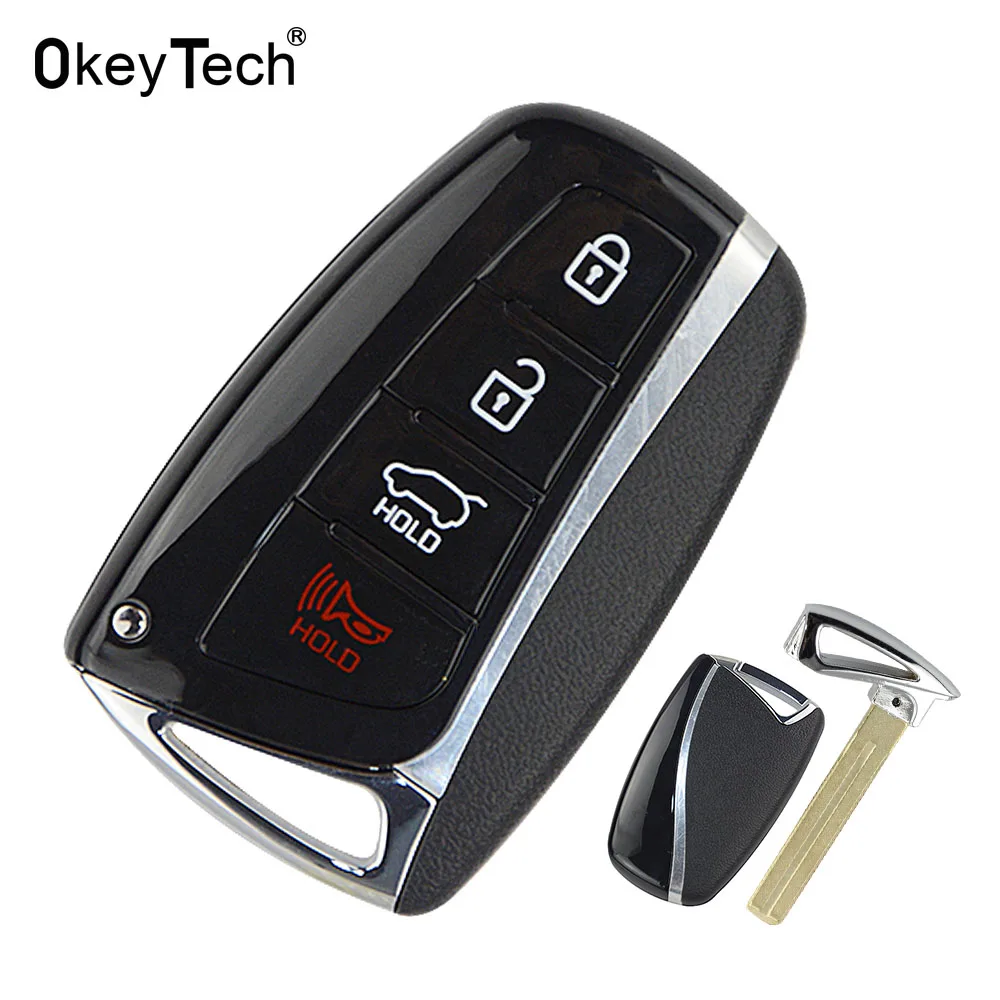 Чехол для автомобильного ключа OkeyTech с 4 кнопками Hyundai Genesis 2013 2015 Santa Fe Equus Azera
