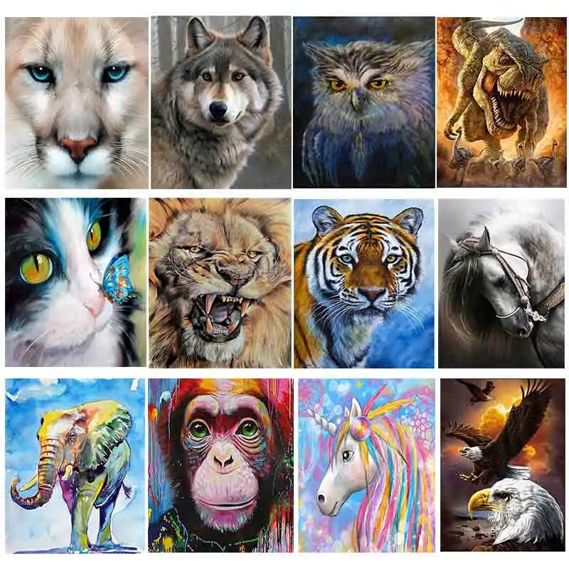 

Animal Picture 5D DIY Diamond Painting Square/Round Full Drill Mosaic Cross Stitch Kit Artist Home Decoration