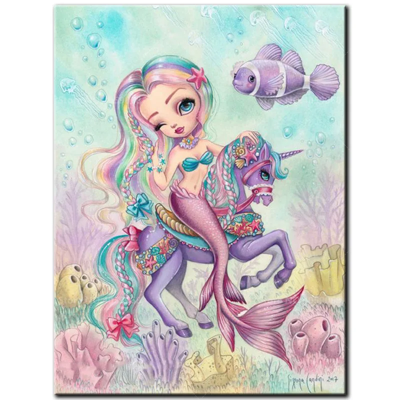 

5D DIY алмазная живопись полный квадратный/круглый дрель Алмазная вышивка "Русалка" Алмазная мозаика для девочек Вышивка крестиком Декор для ...