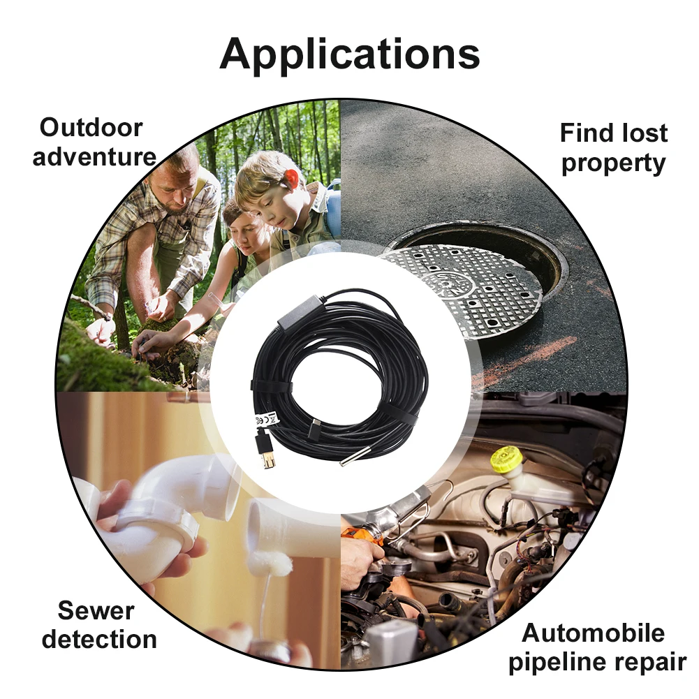 Водонепроницаемая 720P подводная промышленная камера эндоскоп светодиодный свет