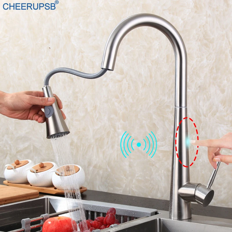 Умная кухонная раковина кран с автоматическим сенсорным датчиком вытяжной