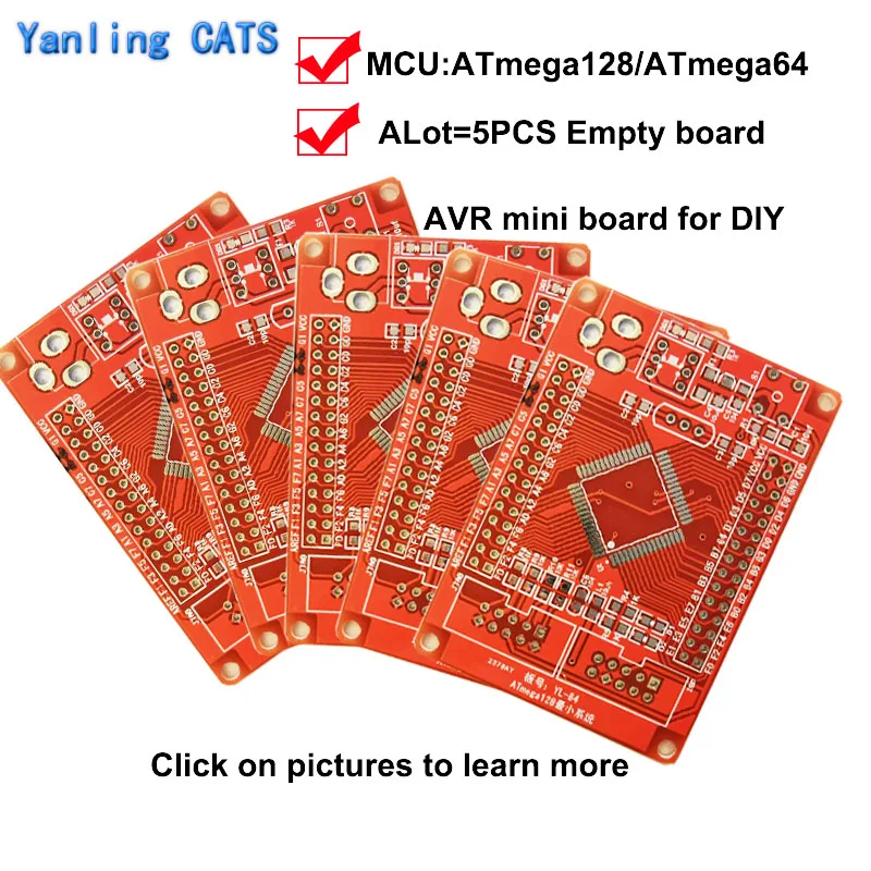 

Макетная плата микроконтроллера ATmega128 64 AVR, минисистемная плата, пустая плата PCB для «сделай сам», электронный модуль YL-84
