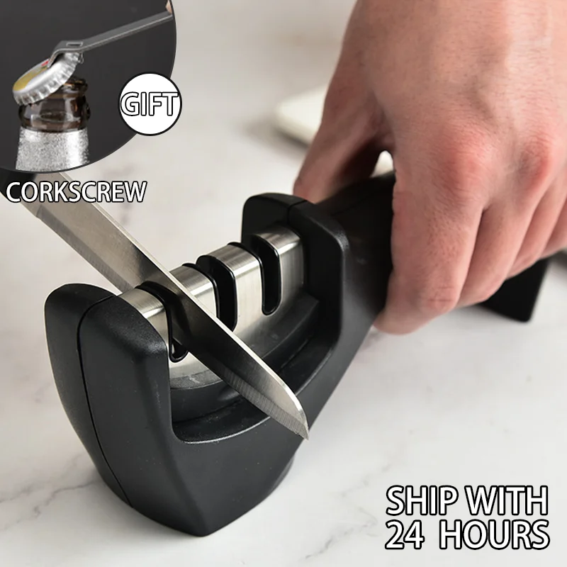 Knife Sharpener Removable 3 Stages Stainless Steel Professional High Quality Kitchen Sharpening Diamond Stone Grinder Tools | Дом и сад