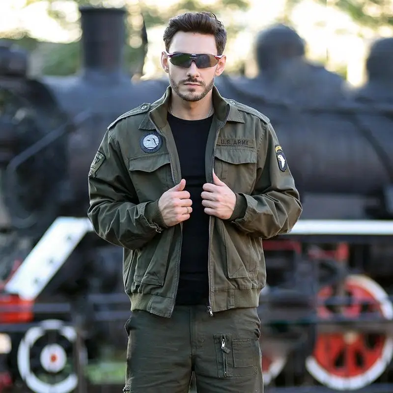 

Outdoor Army Style Slim Outdoor Pure Cotton Flight Men Jacket Bomber Jacket Men Military Winter Jacket