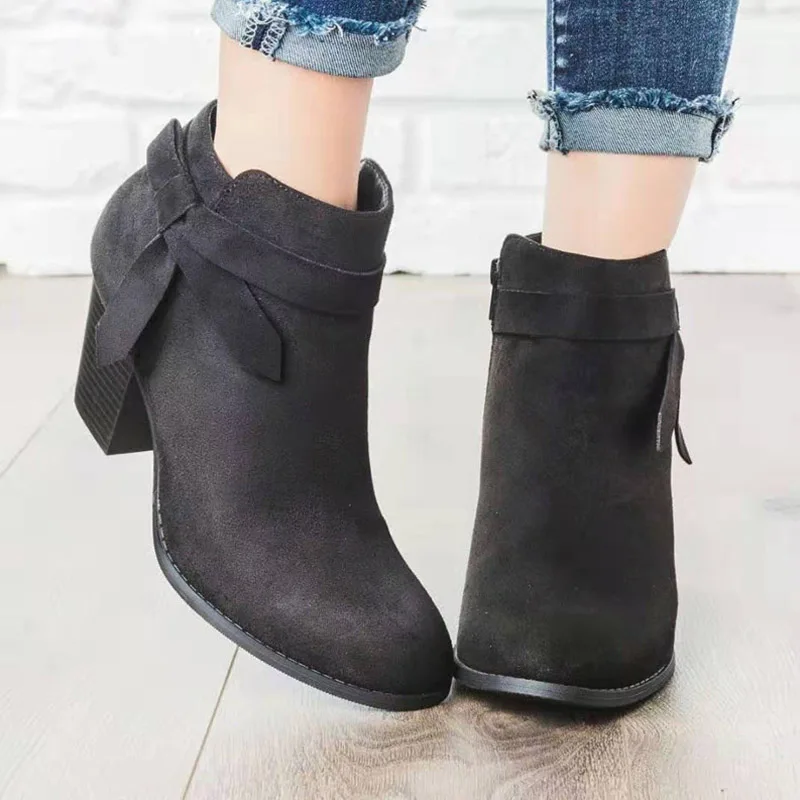 

Women Ankle Boots Autumn Square Heels Women Boots High Heels Boots Women's Shoes Plus Size Zipper Boots Botas Mujer