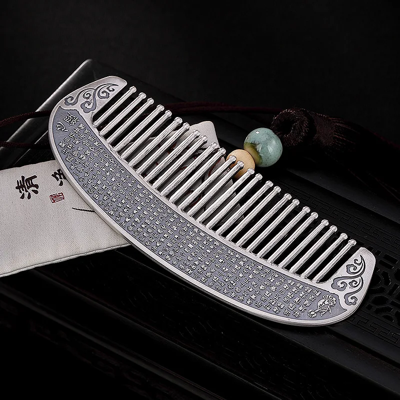 999 Стерлинговое Серебро Ретро античный индивидуальный Серебряный гребень для