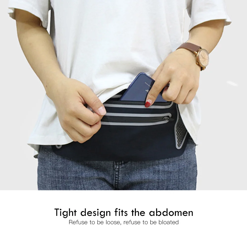 

Lightweight Outdoor Sports Belt Bag with Double Zip-Fastener Waterproof Invisible Waist Bag Pockets for Running Yoga