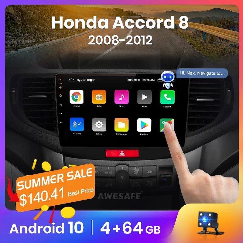 Автомагнитола AWESAFE PX9 для Honda Accord 8 2008 2012 мультимедийный видеоплеер с GPS 2din Android 10 0 2