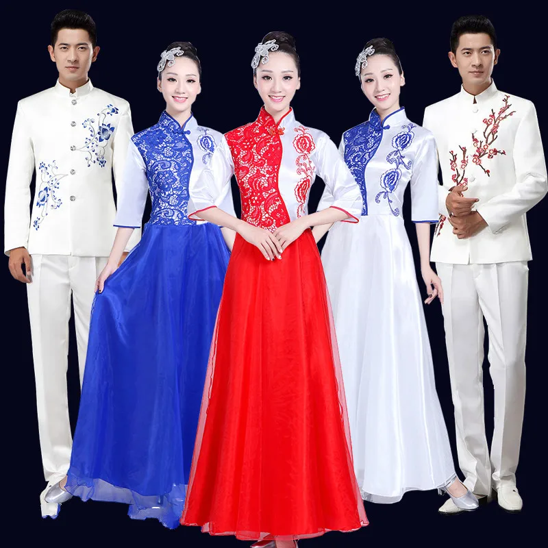 Новый костюм для хора взрослых Китайская народная музыка Guzheng erhu представление