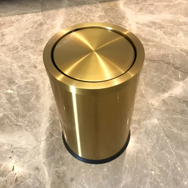 luxury gold trash can bedroom stainless steel home office bathroom trash bin kitchen cabinet storage poubelle storage bs50tc free global shipping